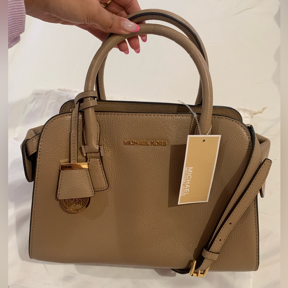 Michael Kors Dark Khaki Harper Medium Satchel Crossbody